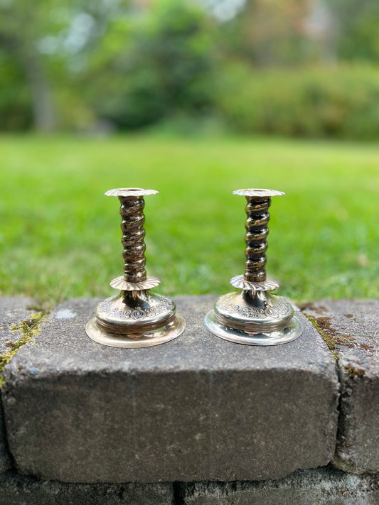 Ljusstakar, 2 stycken, Nysilver Barockstil