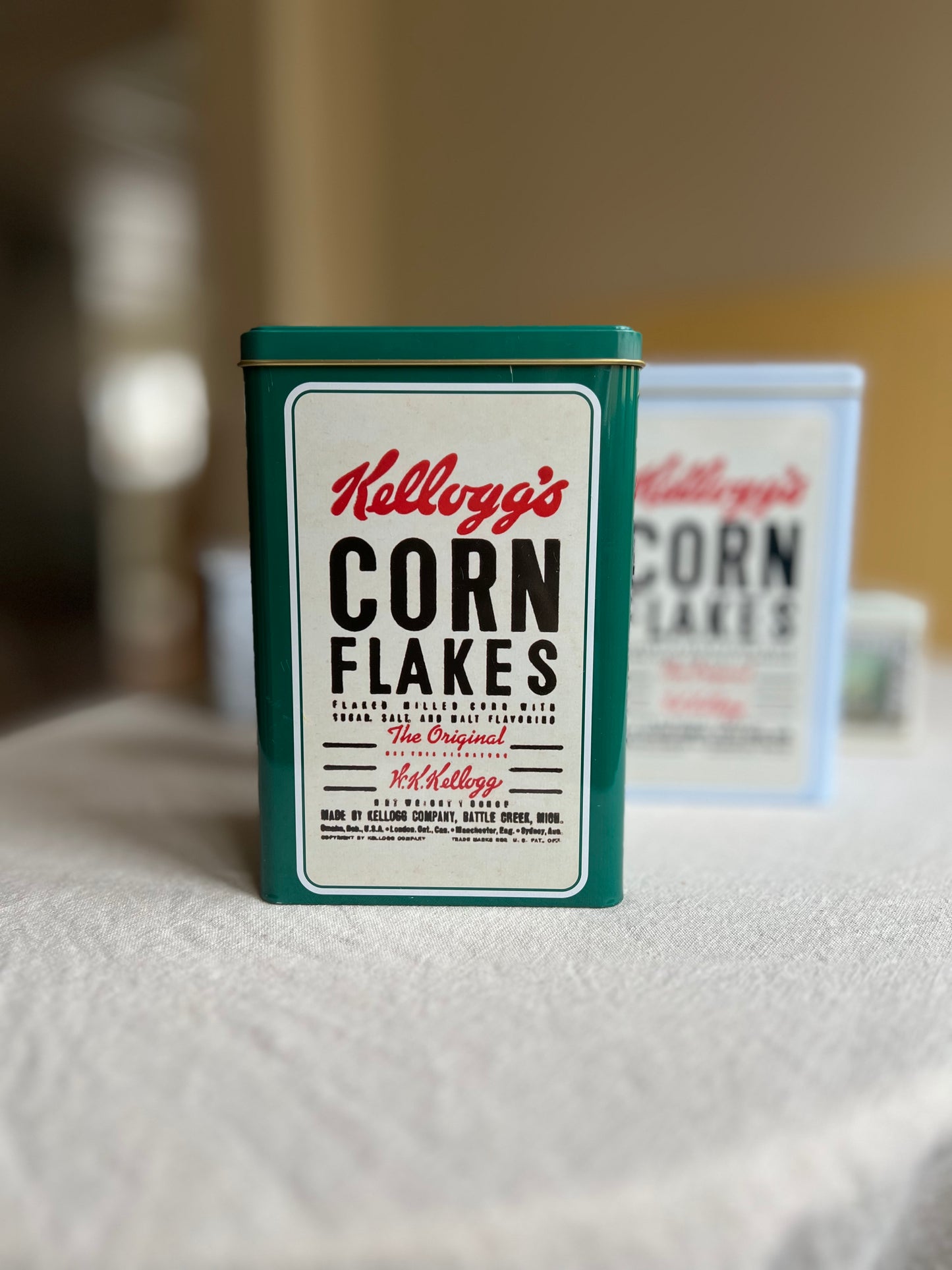 Plåtburk Kellogg’s Corn Flakes, Grön