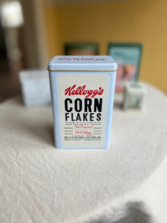 Plåtburk Kellogg’s Corn Flakes, Ljusblå