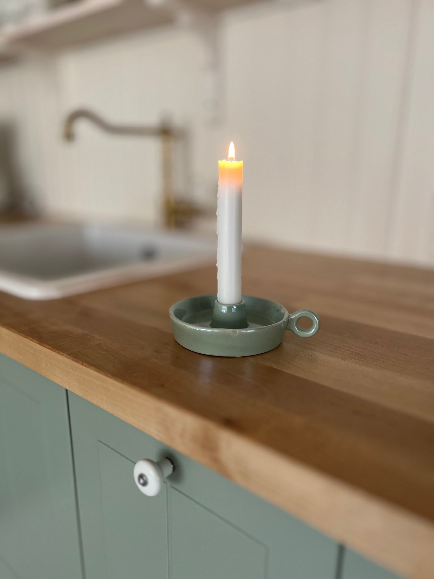 Ljusstake Keramik, Grön