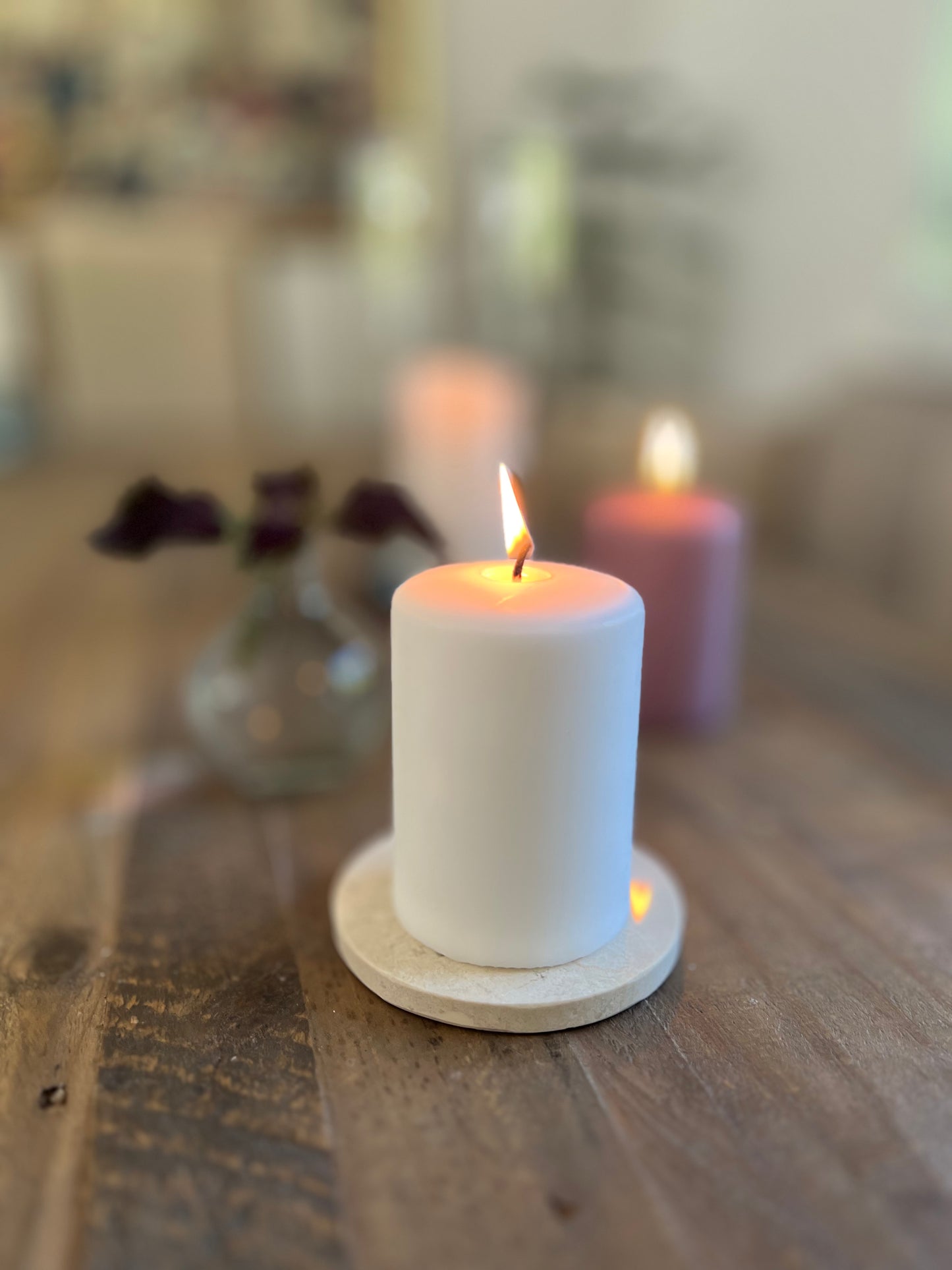 Blockljus 10 cm, Vit