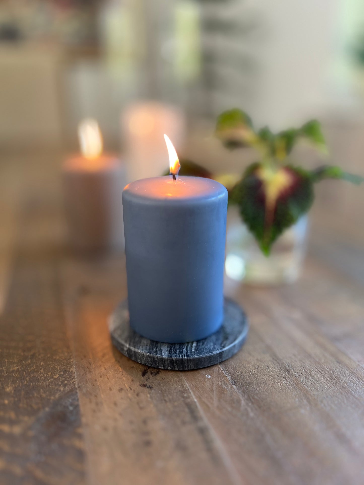 Blockljus 10 cm, Duvblå