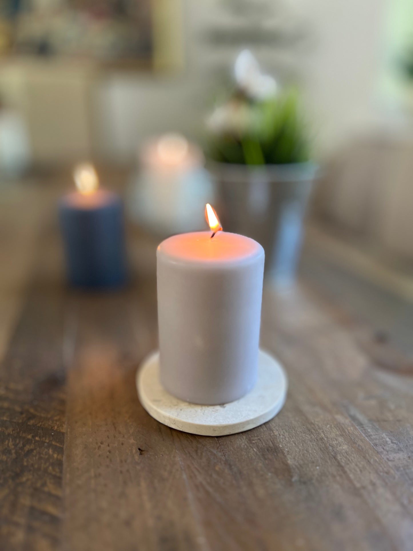 Blockljus 10 cm, Dimgrå