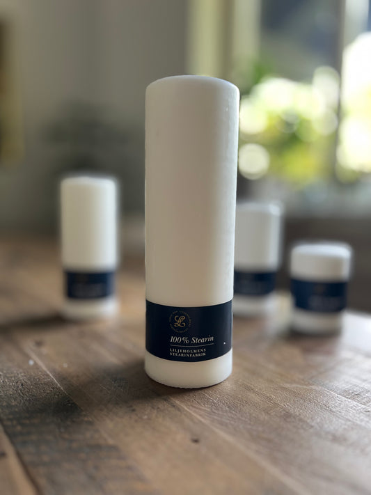 Blockljus 25 cm, Vit