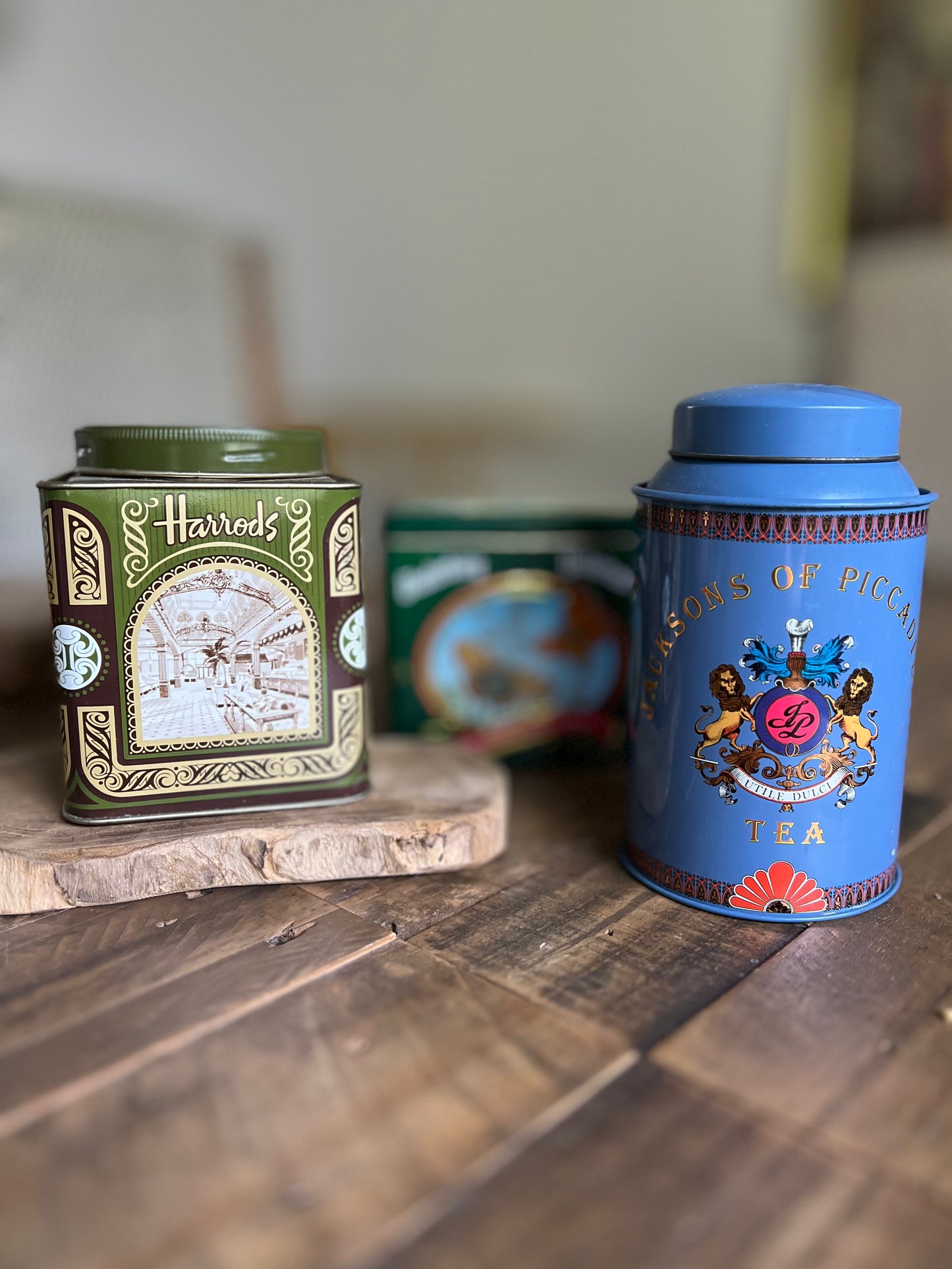 Plåtburk Harrods, Grön/Brun