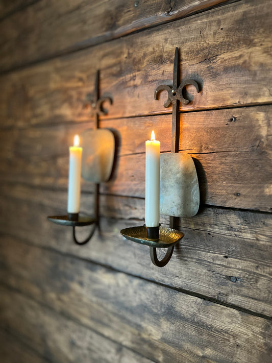 Ljuslampett smide/mässing, 2 stycken