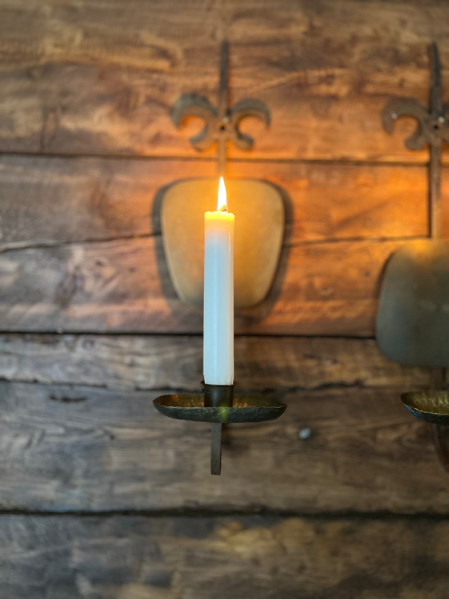 Ljuslampett smide/mässing, 2 stycken