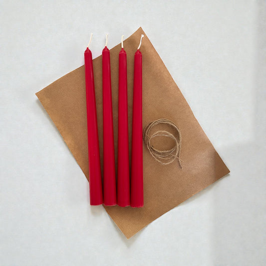 Antikljus Handgjort 4-pack, 100% Stearin, Julröd