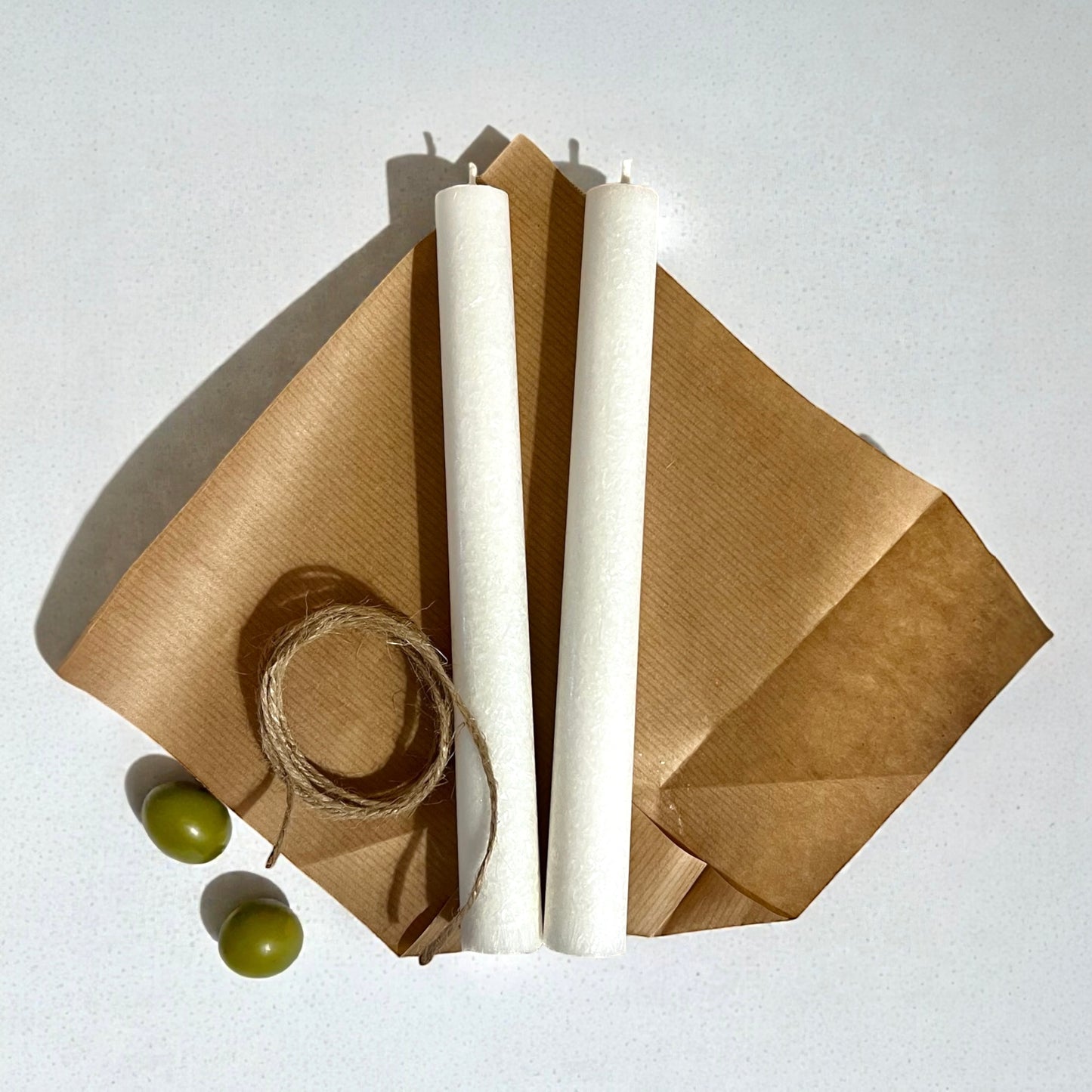 Olivstearin Handgjort ljus 2-pack, Kristallvit