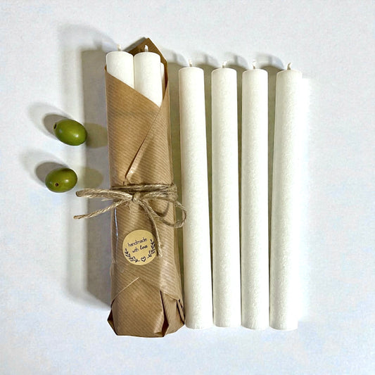 Olivstearin Handgjort ljus 4-pack, Kristallvit